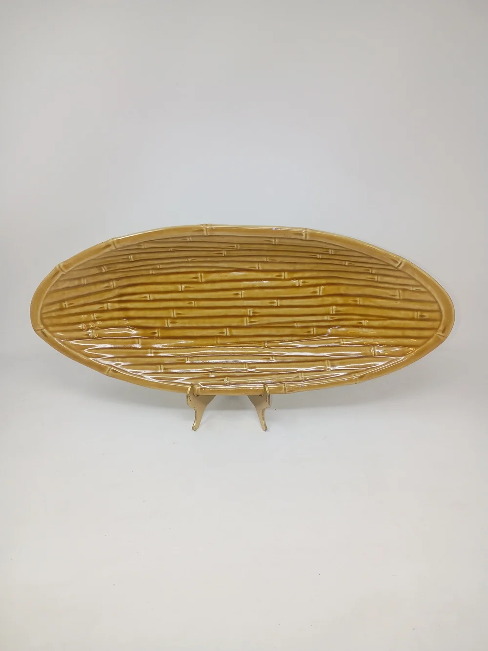 Home Studio Monterey Collection Tan Ceramic Bamboo Serving Platter